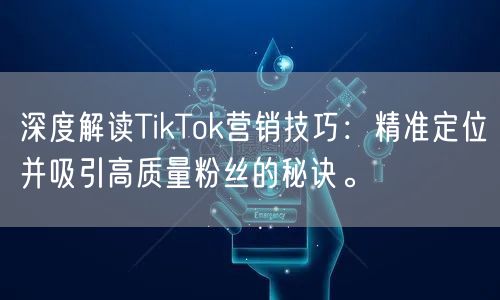 深度解读TikTok营销技巧：精准定位并吸引高质量粉丝的秘诀。