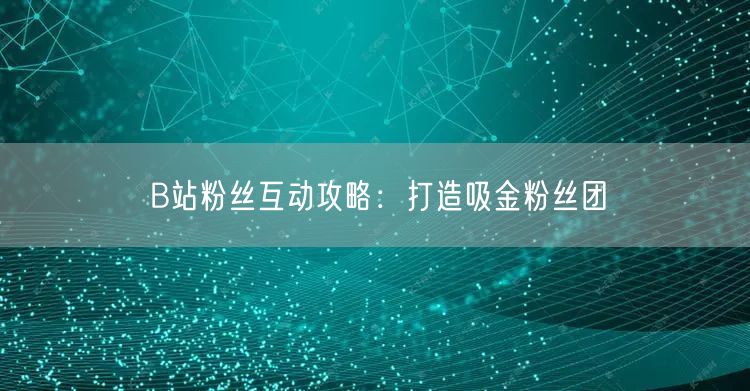 B站粉丝互动攻略：打造吸金粉丝团