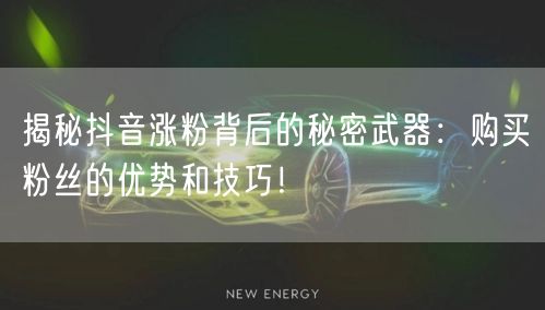 揭秘抖音涨粉背后的秘密武器：购买粉丝的优势和技巧！
