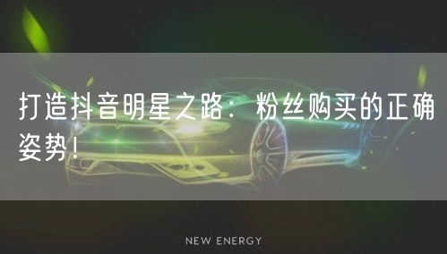 打造抖音明星之路：粉丝购买的正确姿势！