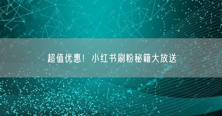 超值优惠！小红书刷粉秘籍大放送