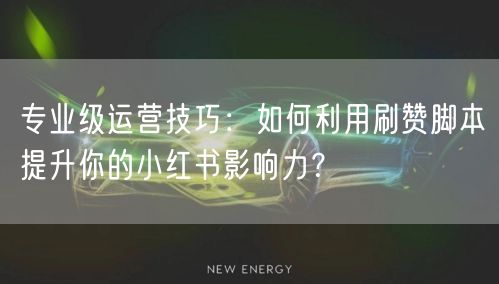 专业级运营技巧：如何利用刷赞脚本提升你的小红书影响力？
