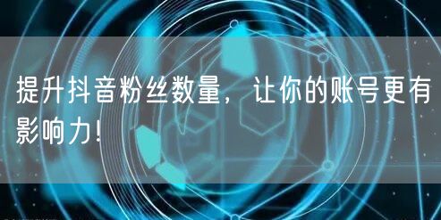 提升抖音粉丝数量，让你的账号更有影响力！