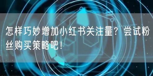怎样巧妙增加小红书关注量？尝试粉丝购买策略吧！