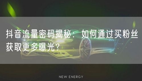 抖音流量密码揭秘：如何通过买粉丝获取更多曝光？