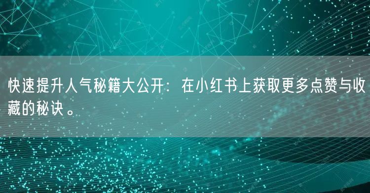 快速提升人气秘籍大公开：在小红书上获取更多点赞与收藏的秘诀。
