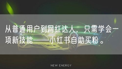 从普通用户到网红达人，只需学会一项新技能——小红书自助买粉。