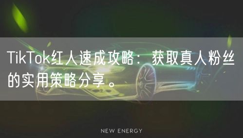 TikTok红人速成攻略：获取真人粉丝的实用策略分享。
